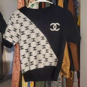 Designer Logo Knit Top